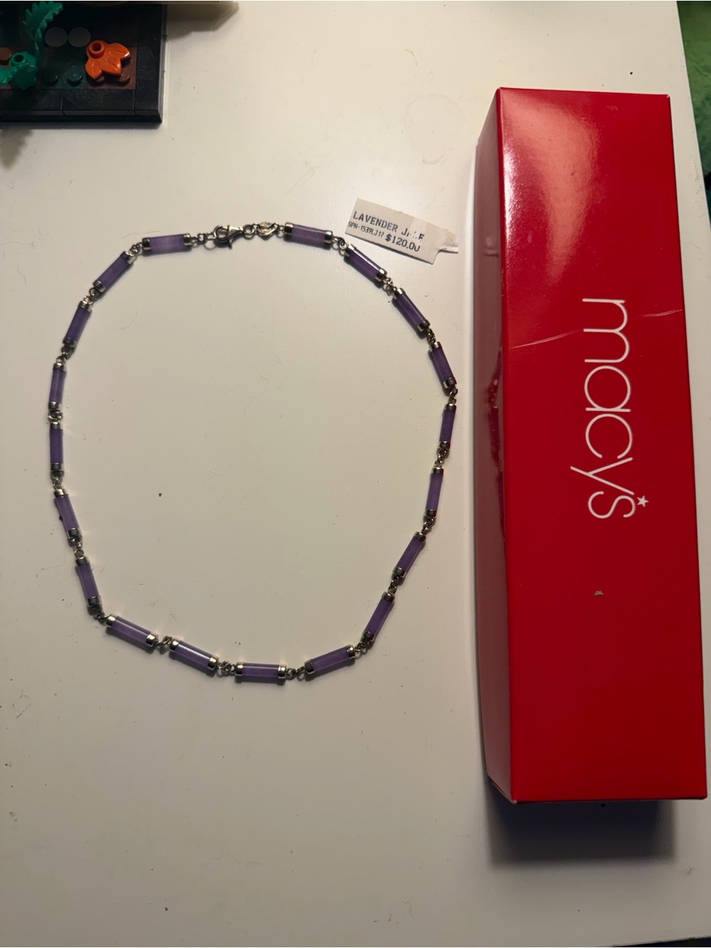 Vintage sterling silver 925 lavender jade tube link boho elegant choker necklace